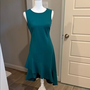 Calvin Klein Asymmetrical Teal Dress